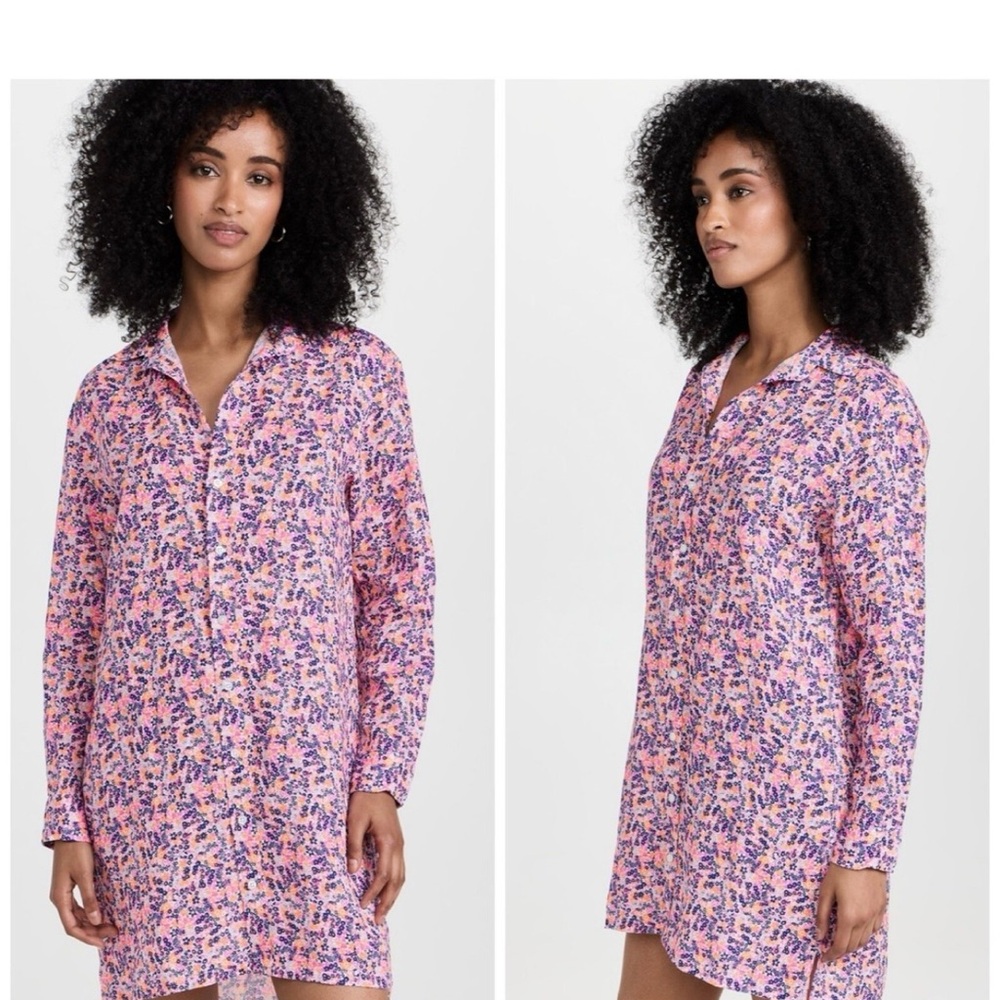 Frank & Eileen Pink and Purple Floral Mini Shirt Dress